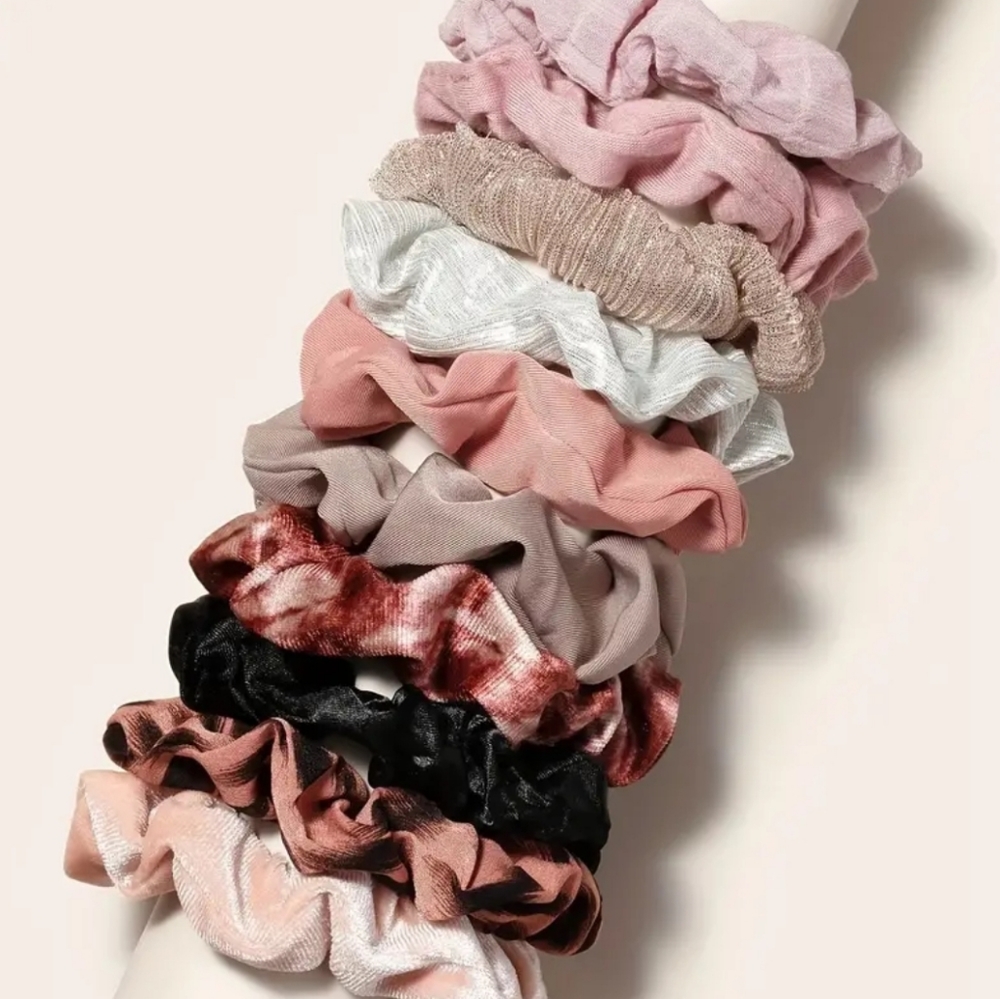 Pastel Pink 10pcs Scrunchie Set